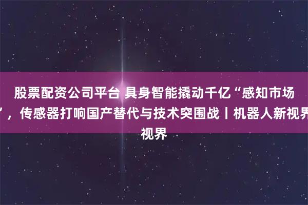 股票配资公司平台 具身智能撬动千亿“感知市场”，传感器打响国产替代与技术突围战丨机器人新视界