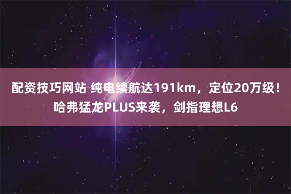 配资技巧网站 纯电续航达191km，定位20万级！哈弗猛龙PLUS来袭，剑指理想L6