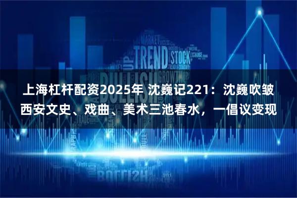 上海杠杆配资2025年 沈巍记221:沈巍吹皱西安文史、戏曲、美术三池春水,一倡议变现